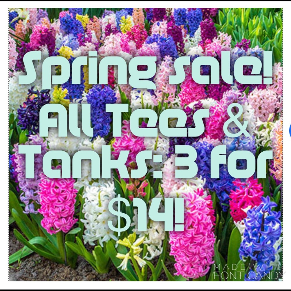 Springs sale! All Tees and Tanks: 3 for $14!!